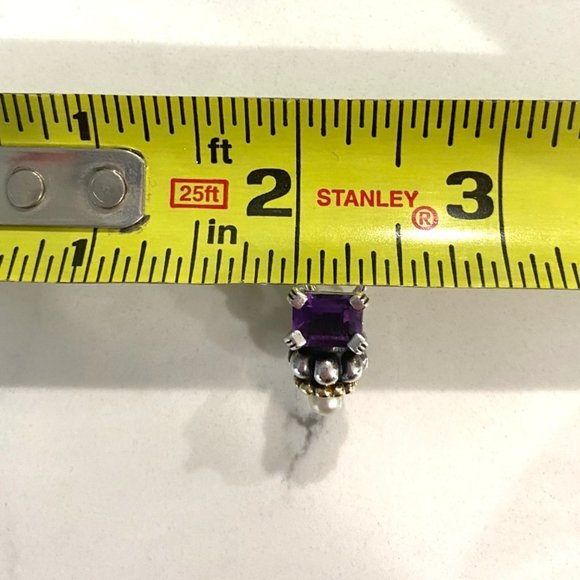 Lagos Caviar Amethyst & Pearl in 18k Yellow Gold & Sterling Silver Earrings - Picture 10 of 10